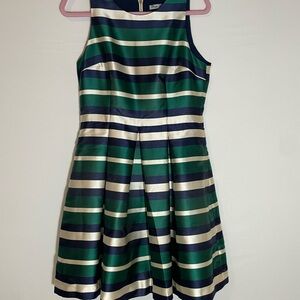 Navy and Green Striped Dress